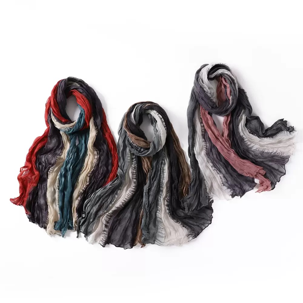 Vintage Fashion Hijab - Vintage Tie-Dye Crinkle Scarf Women Gradient