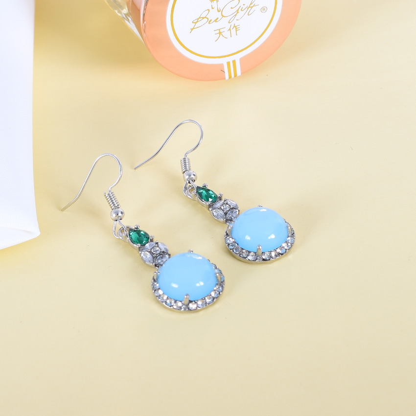 Vintage Fashion Designers - Blue Natural Jade Earrings Vintage Designer