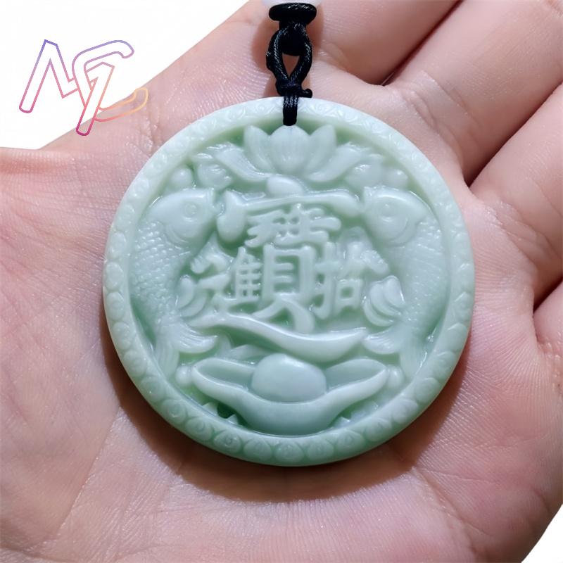 Green Real Jade Carp Fish Pend - Vintage Fashion Designers recension och pris
