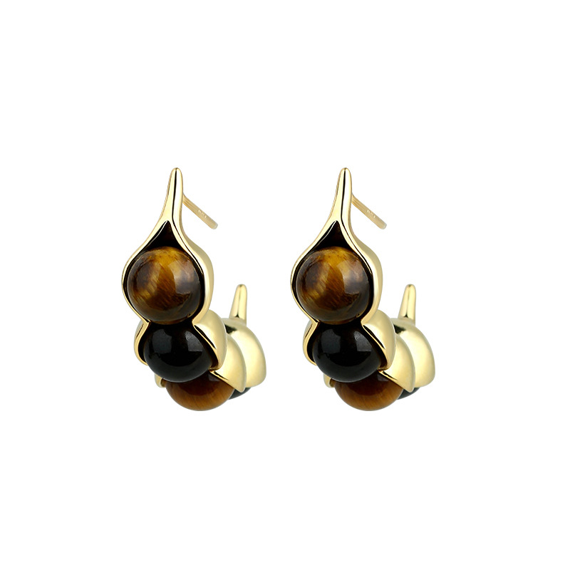 Tiger Eye Pod Earrings Gemston - Vintage Fashion Designers recension och pris