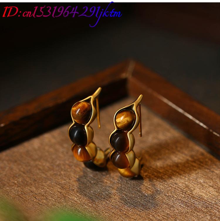 Tiger Eye Pod Earrings Gemston - Vintage Fashion Designers recension och pris